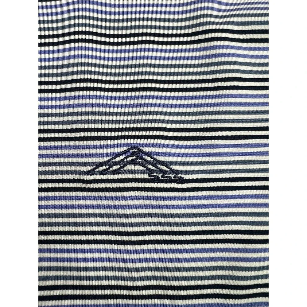 RLX Ralph Lauren Polo Shirt Mens Medium Blue Stripe Nanea Golf Club Performance